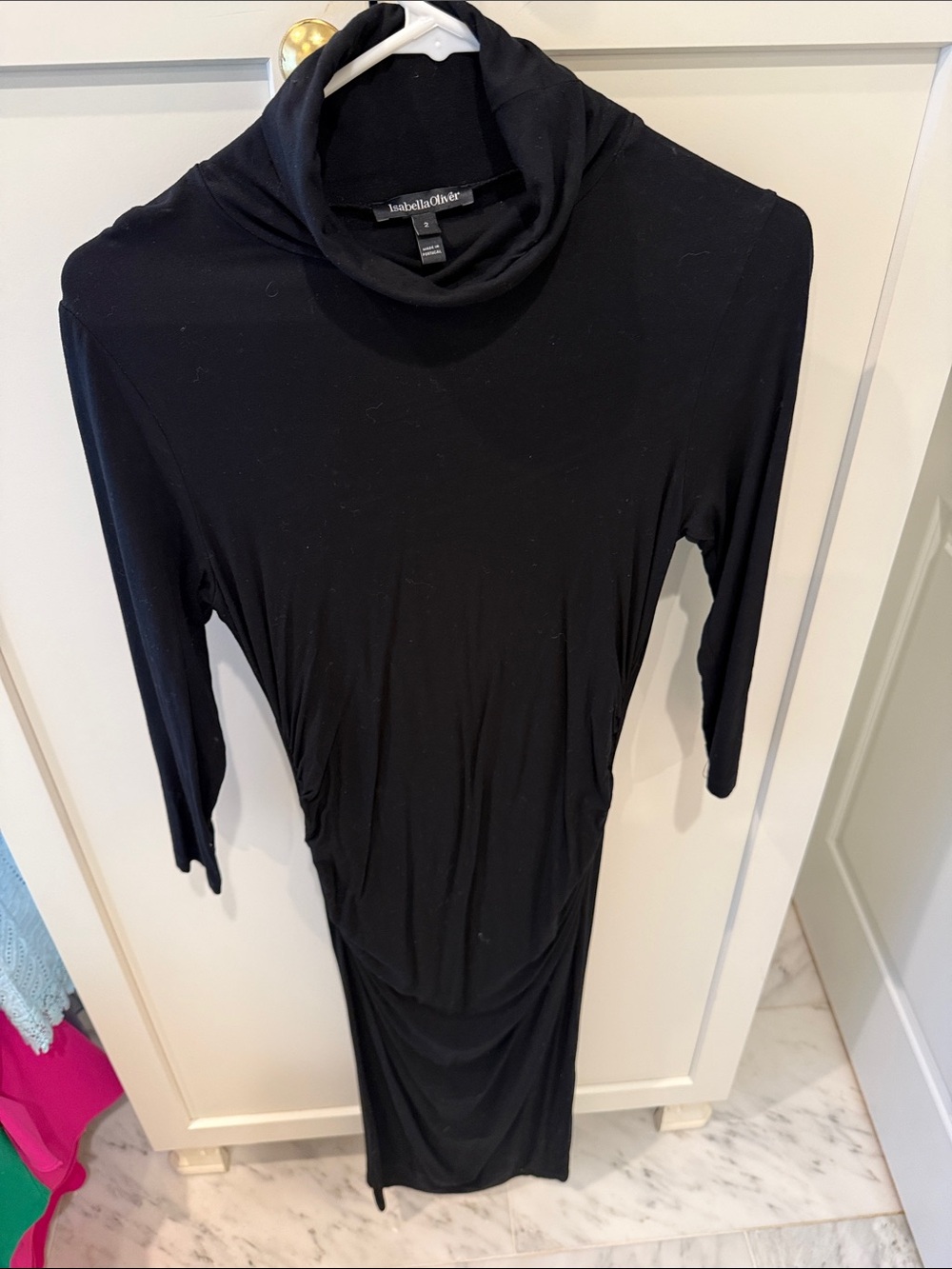 Isabella Oliver Black Cowl Neck Maternity Dress
